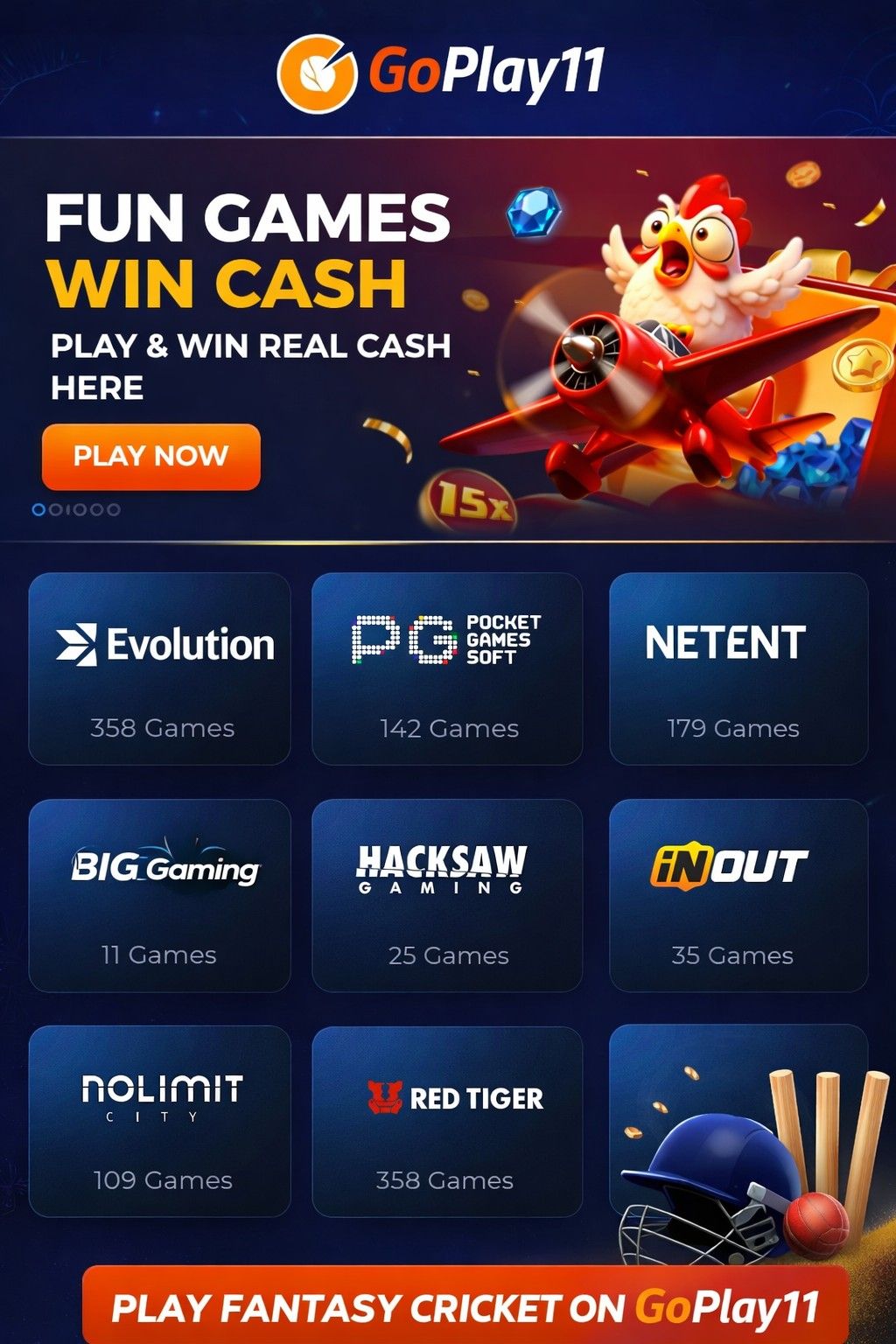 GoPlay11 Contest Selection Screen